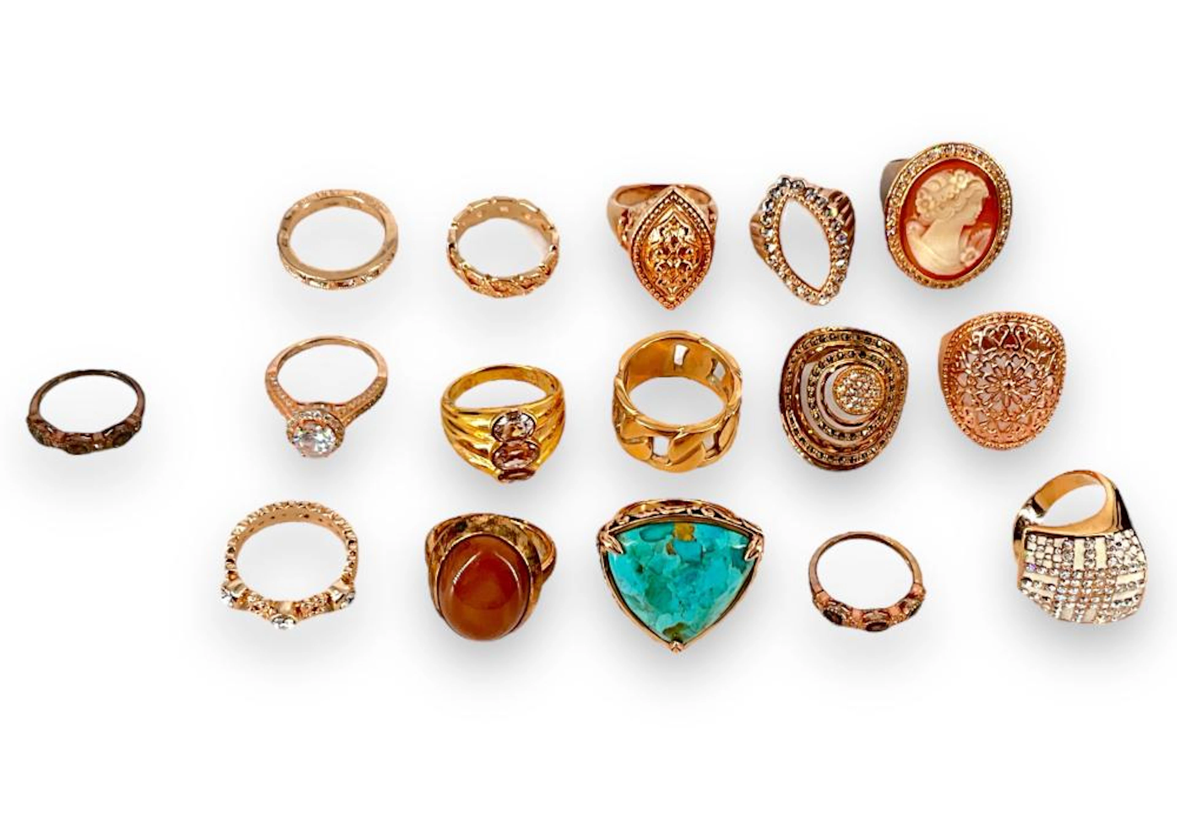Assortment of Sixteen Copper and Copper over Sterling Silver Rings