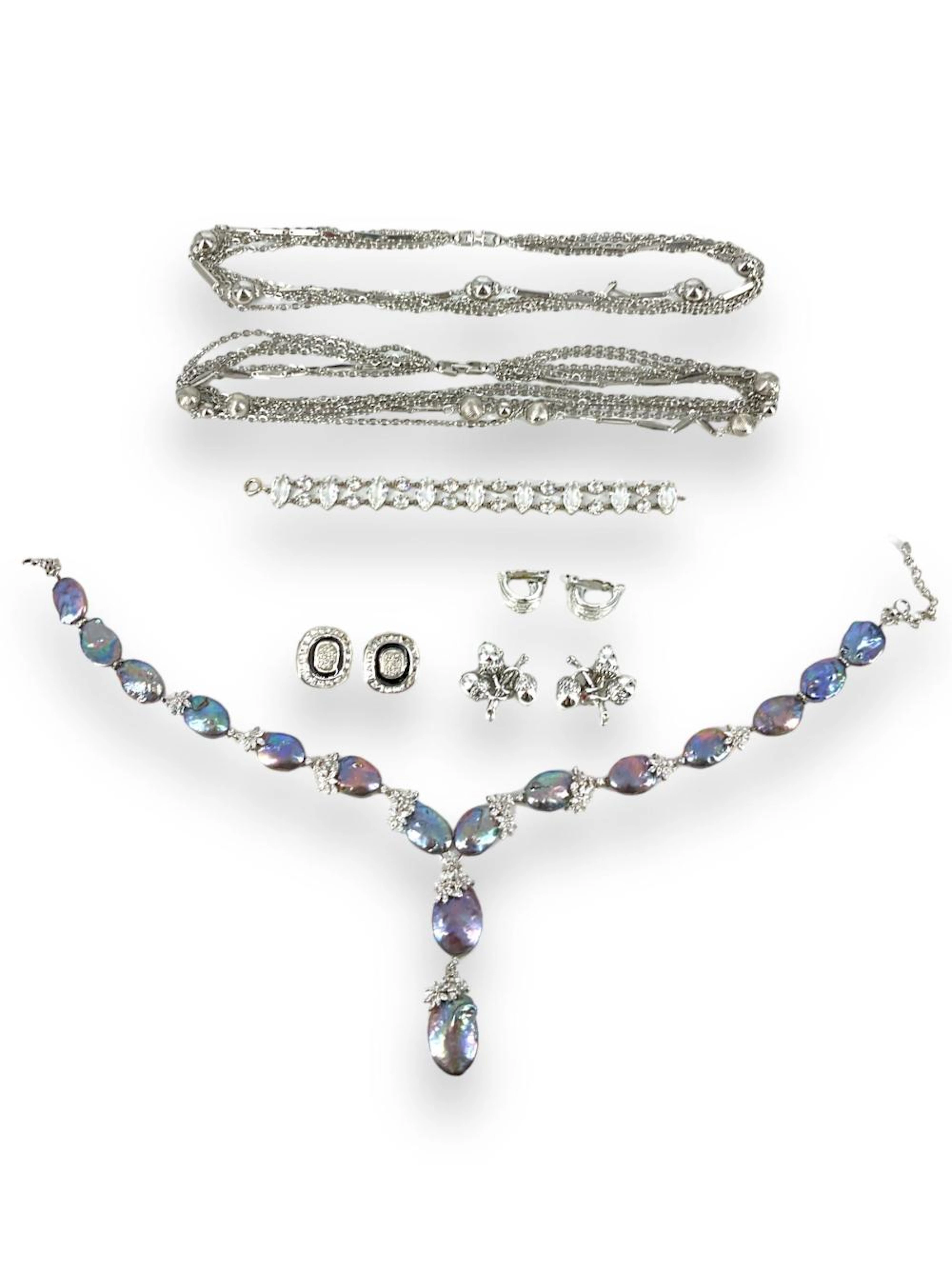 ?Simon Ju? Brand Coin Pearl Necklace, Silver-Tone Necklaces and Earrings
