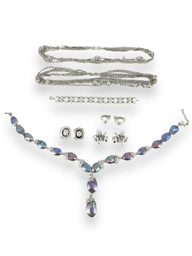 ?Simon Ju? Brand Coin Pearl Necklace, Silver-Tone Necklaces and Earrings