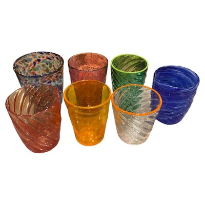 (7) Blown Glass Handmade Tumblers In assorted Colors
