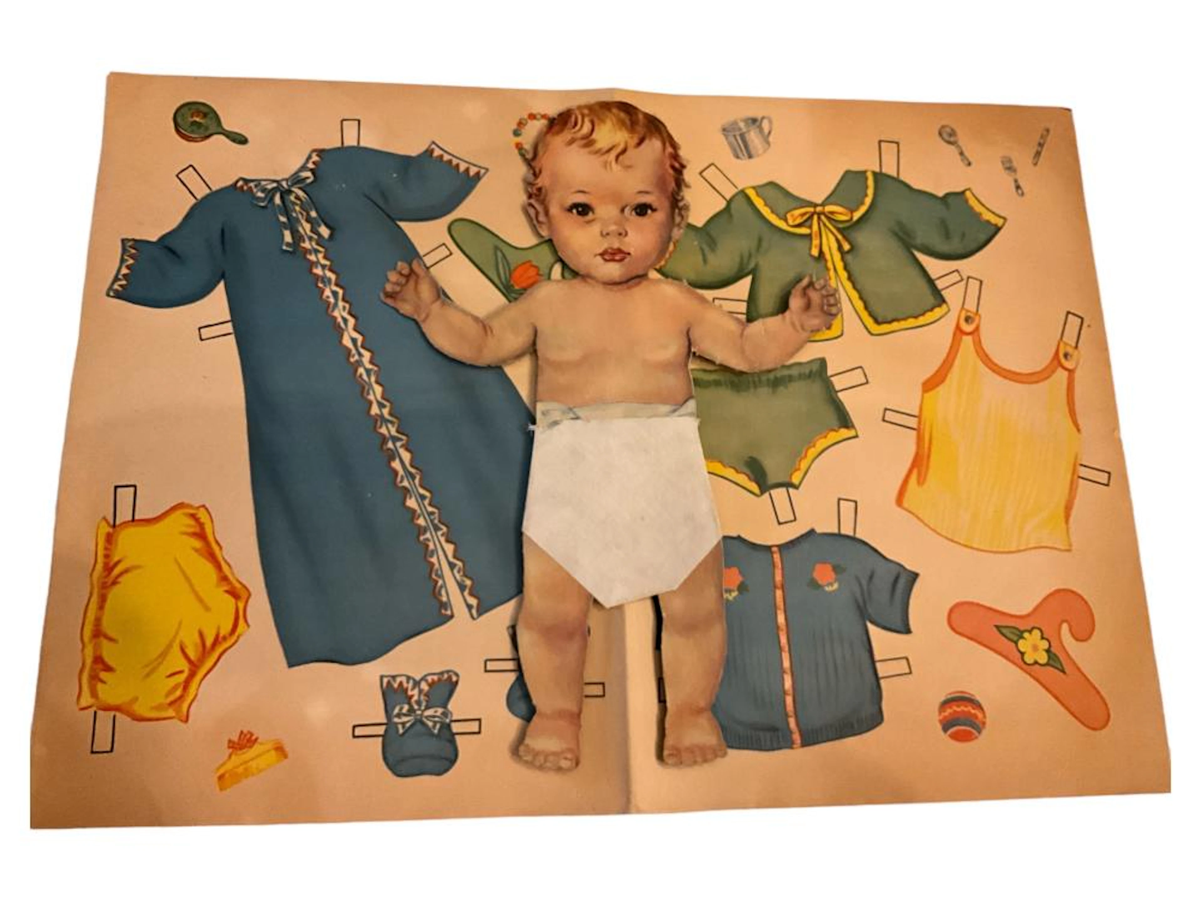 Vintage Baby and Clothes Paper Doll - Cut and Uncut