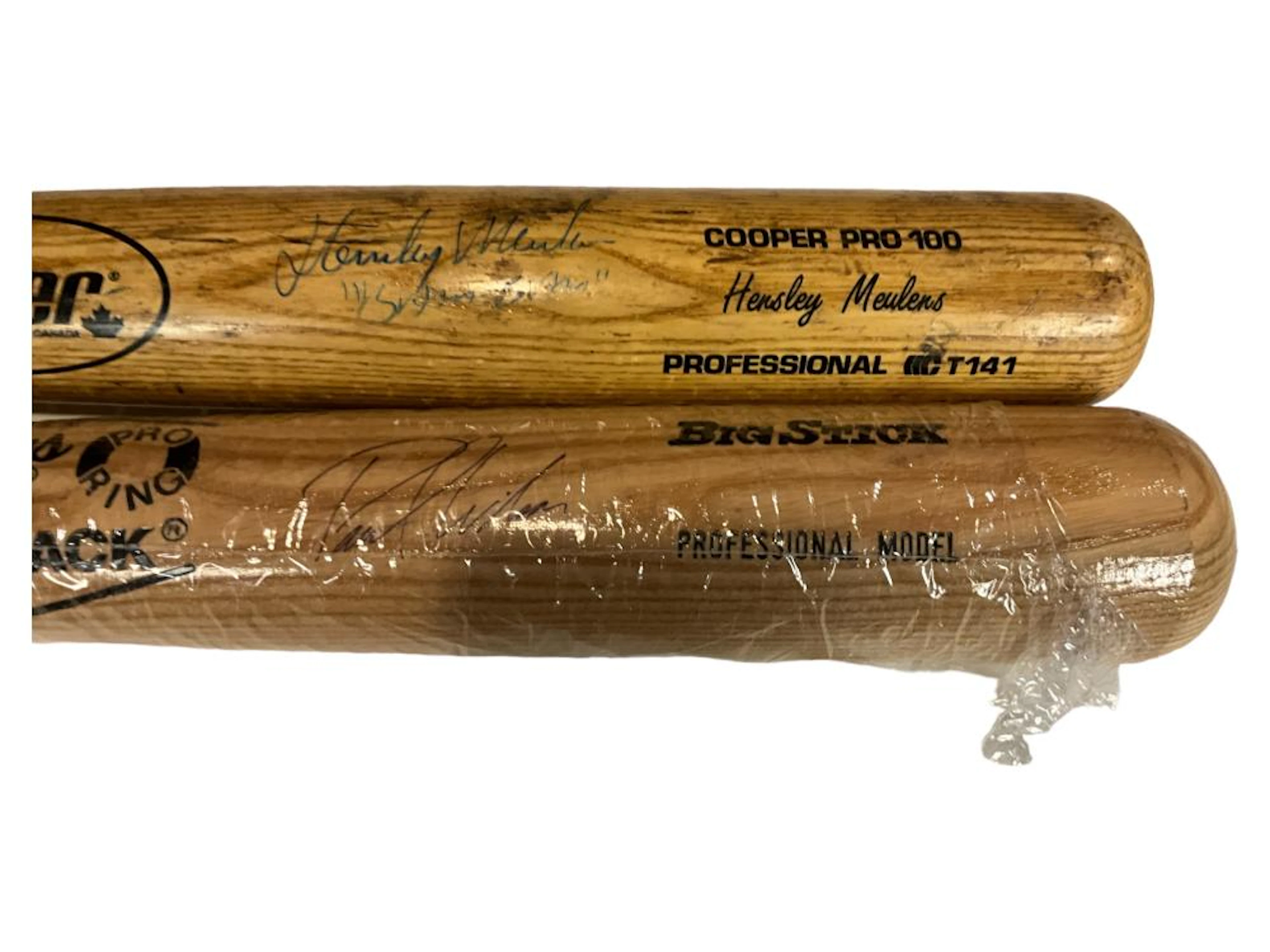 (2) Vintage MLB Professional Baseball Bats - Autographed/Signed x 33 in