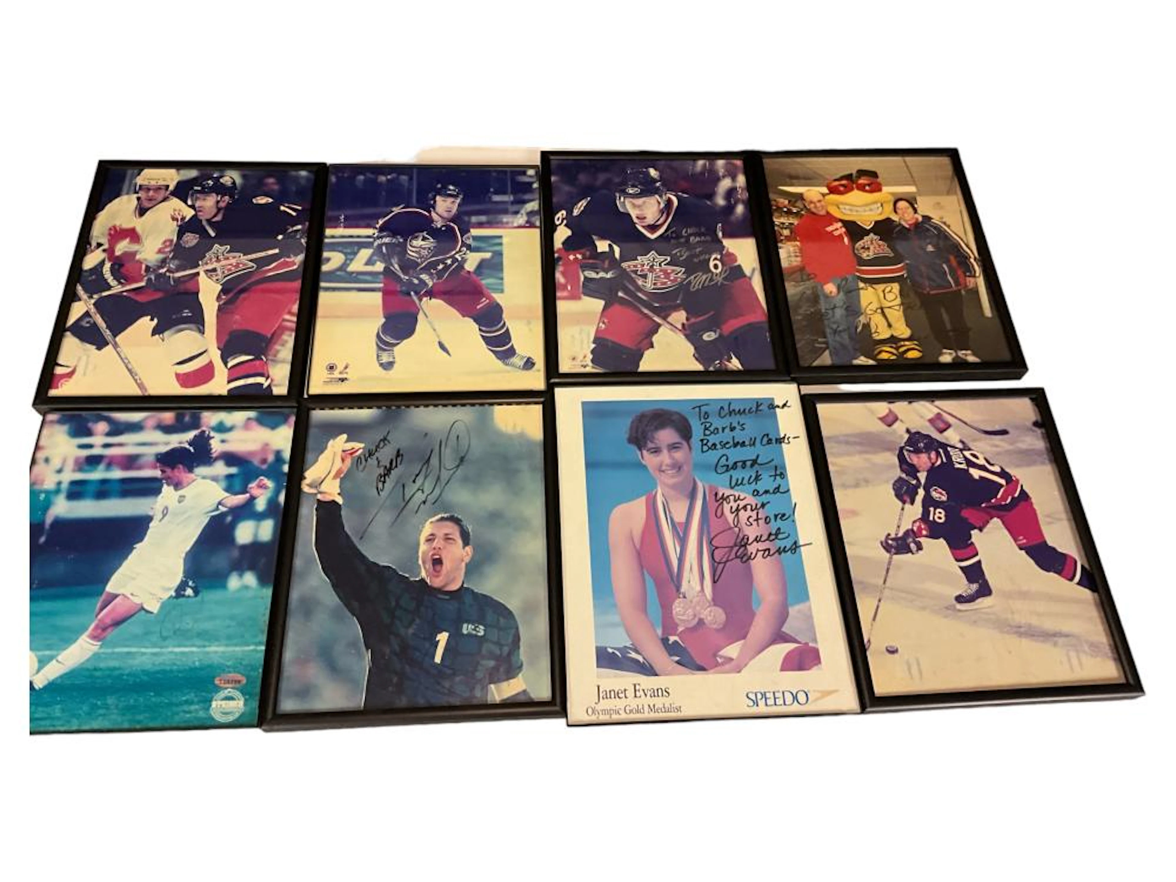 (8) Vintage Columbus Blue Jackets & More Framed Photos...