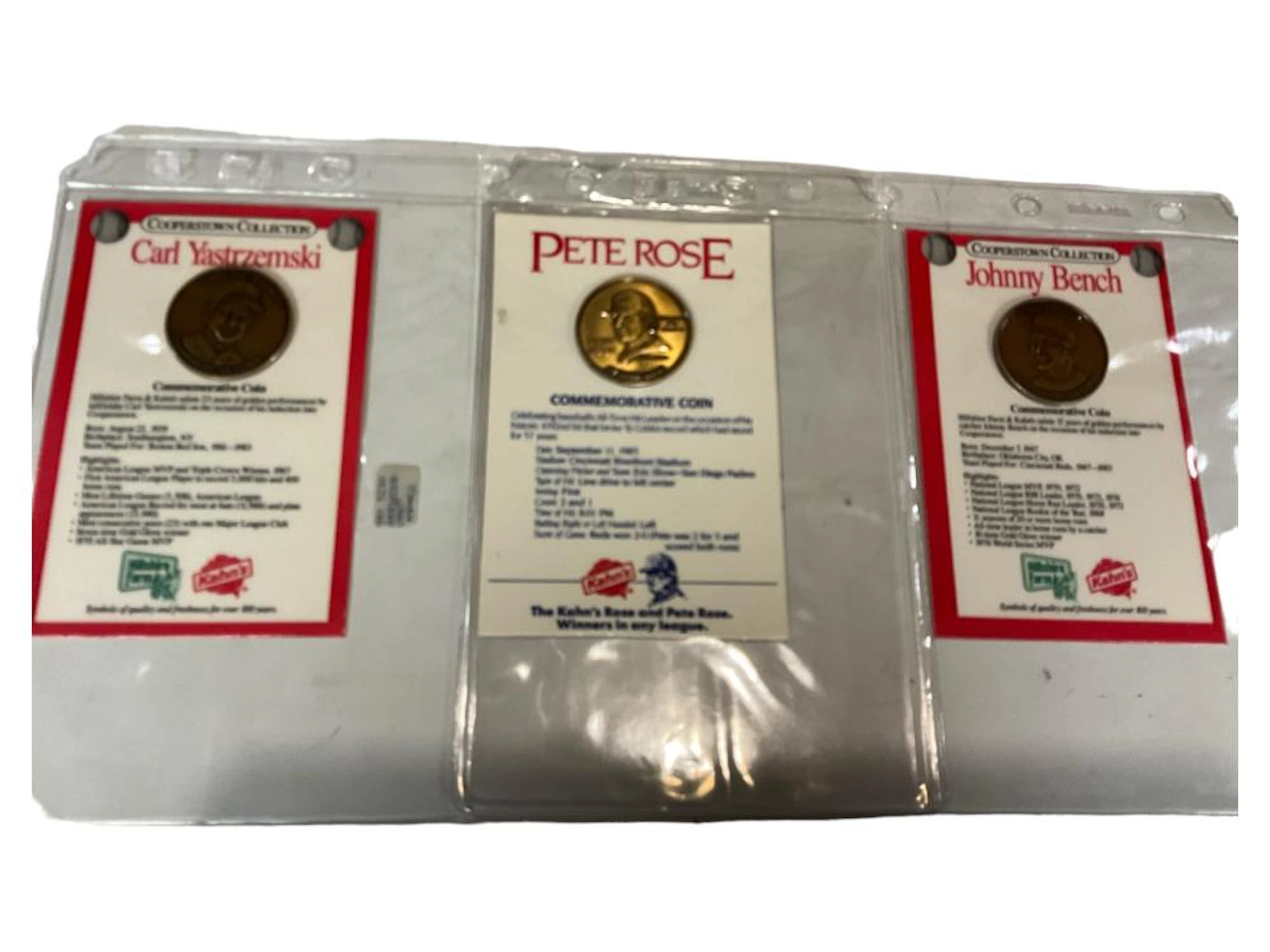 (3) MLB Commemorative Coins - Johnny Bench, Pete Rose, Carl Yastrzemski