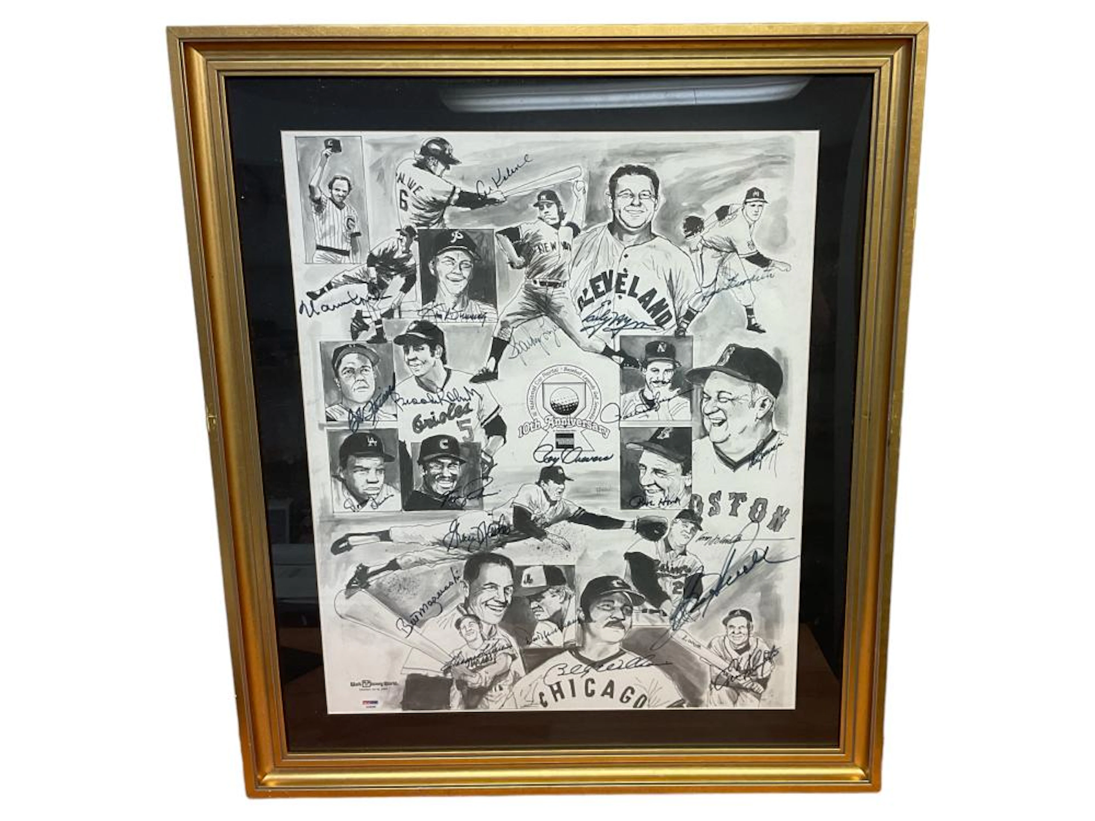 Baseball Legends Golf Scramble Signed Framed Poster COA 30 x 26 in
