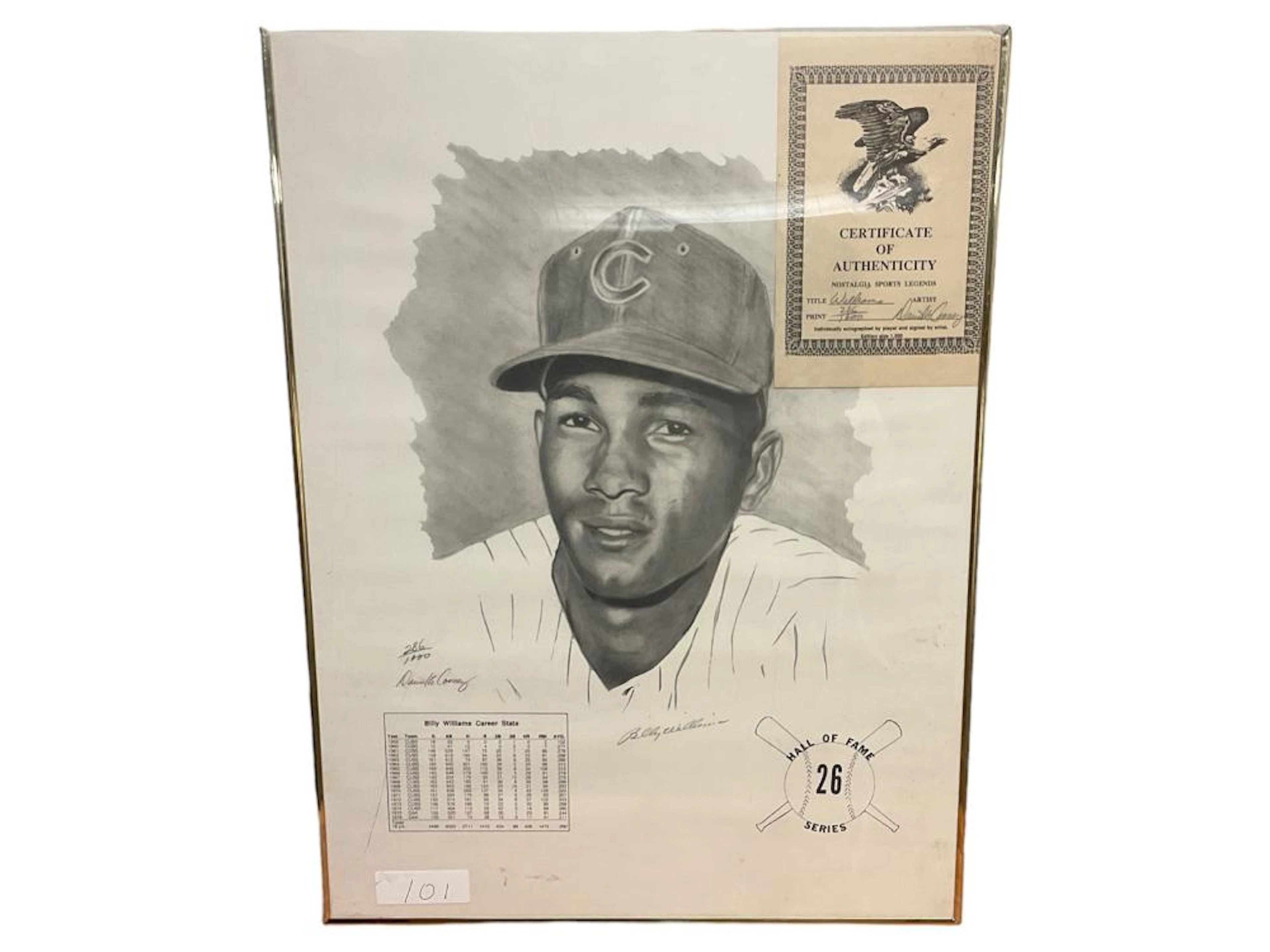 MLB "Chicago Cubs Billy Williams" Signed Career Stats Poster COA