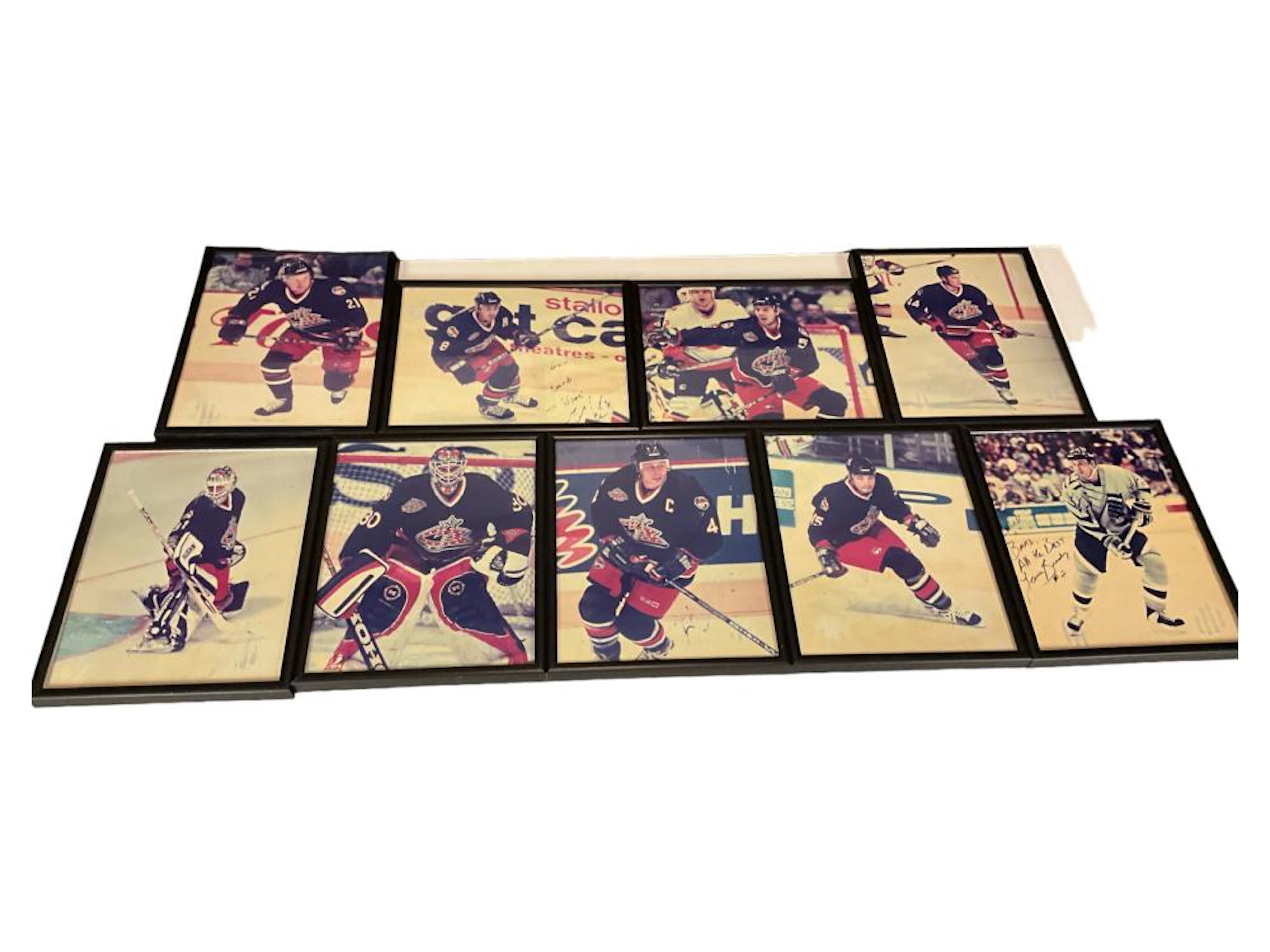 (9) Vintage Columbus Blue Jackets Color Photos - Some Autographed 10 x 8 in