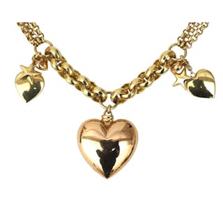 A 14 karat gold two tone gold necklace/ bracelet with charms