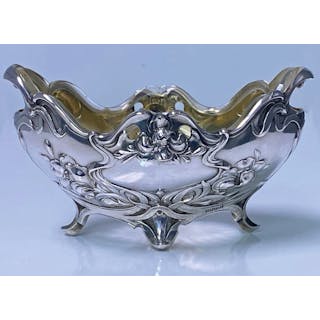 Art Nouveau Silver and glass dish, C.1890 E. Schurmann & Co. Frankfurt, Germany