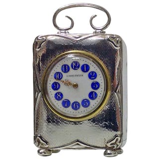Art Nouveau Silver Carriage Clock, Birmingham, 1911