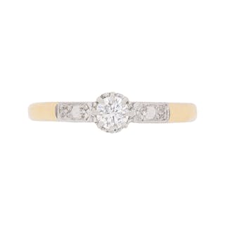 Art Deco 0.25 Carat Diamond Solitaire Ring, c.1940s