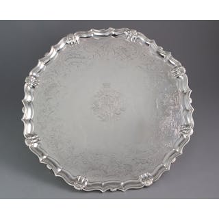 A Large George II Silver Salver London 1738 by John Tuite