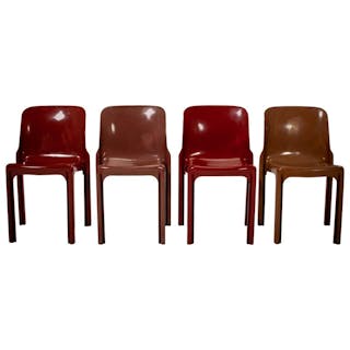 Artemide by Vico Magistretti Selene Red Stacking Dining Chairs, 1960's