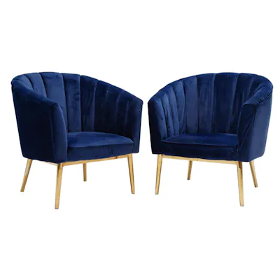 Blue Velvet Shell Back Cocktail Chairs, Set of 2 | Barnebys