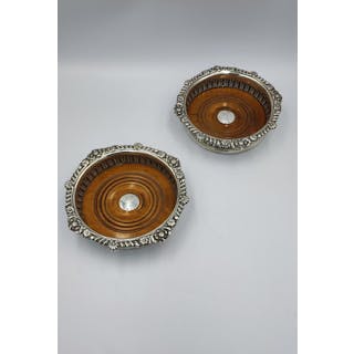 Pair of 19th century silver bottle coasters
