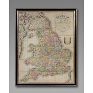 Large 19th century map of England by Mogg