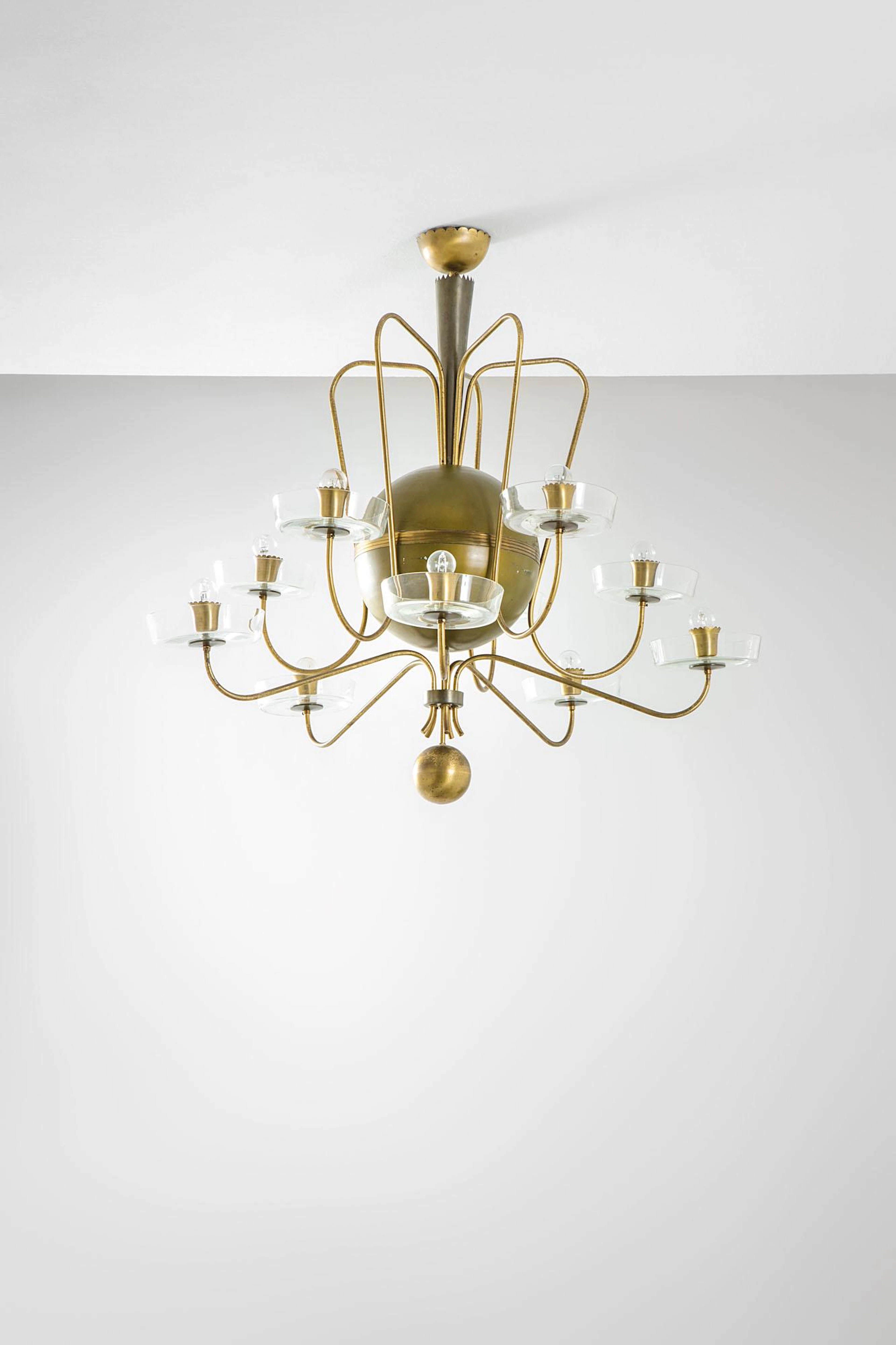 Grande lampadario a dieci lumi, 1940 ca.