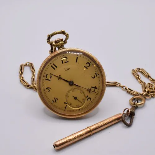 Montre Gousset Vintage Elvia En Métal Doré - Cadran émaillé Chiffres Romains - Mécanique Manuelle