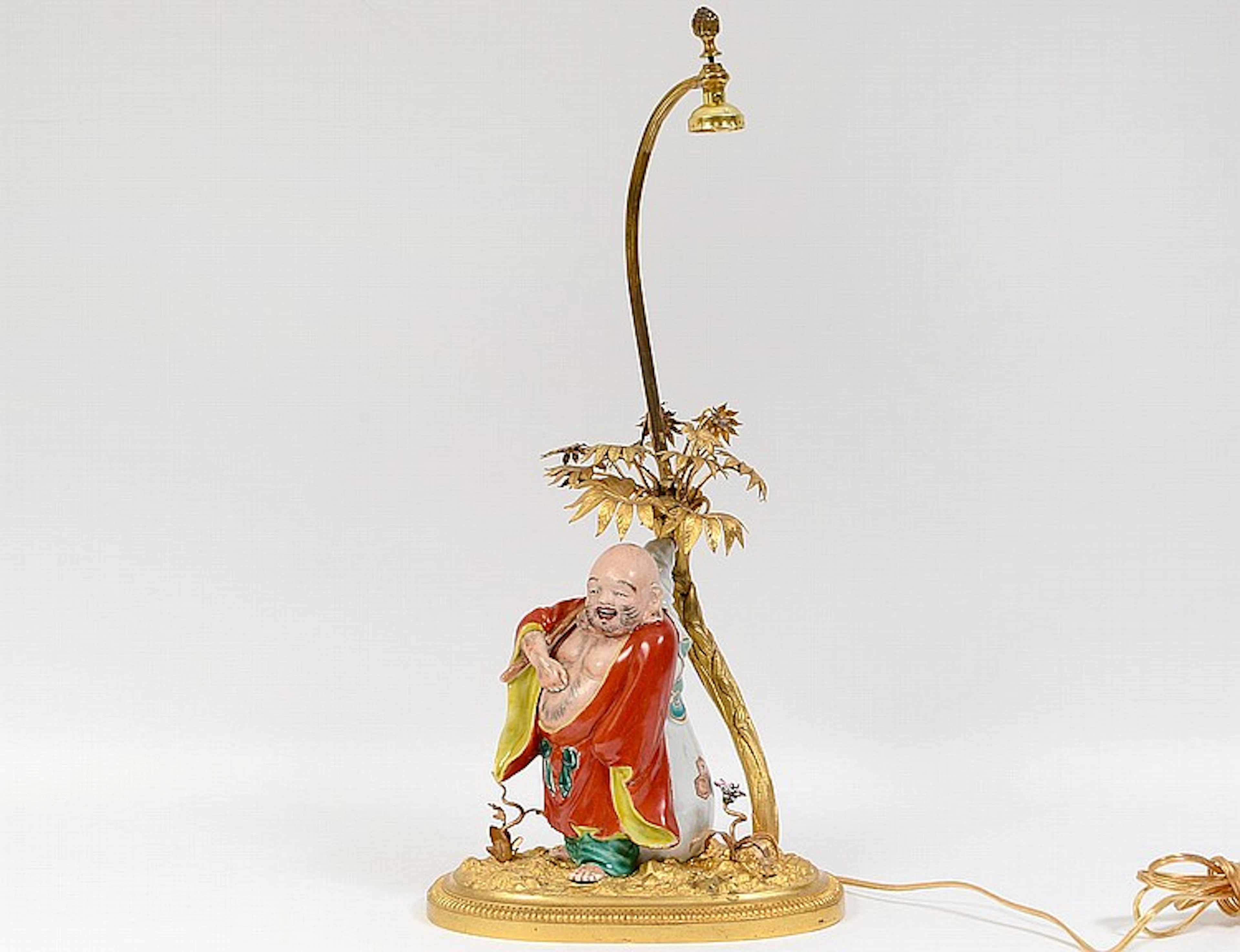 FRENCH/EUROPEAN GILT BRONZE JAPONAISE PORCELAIN LAMP