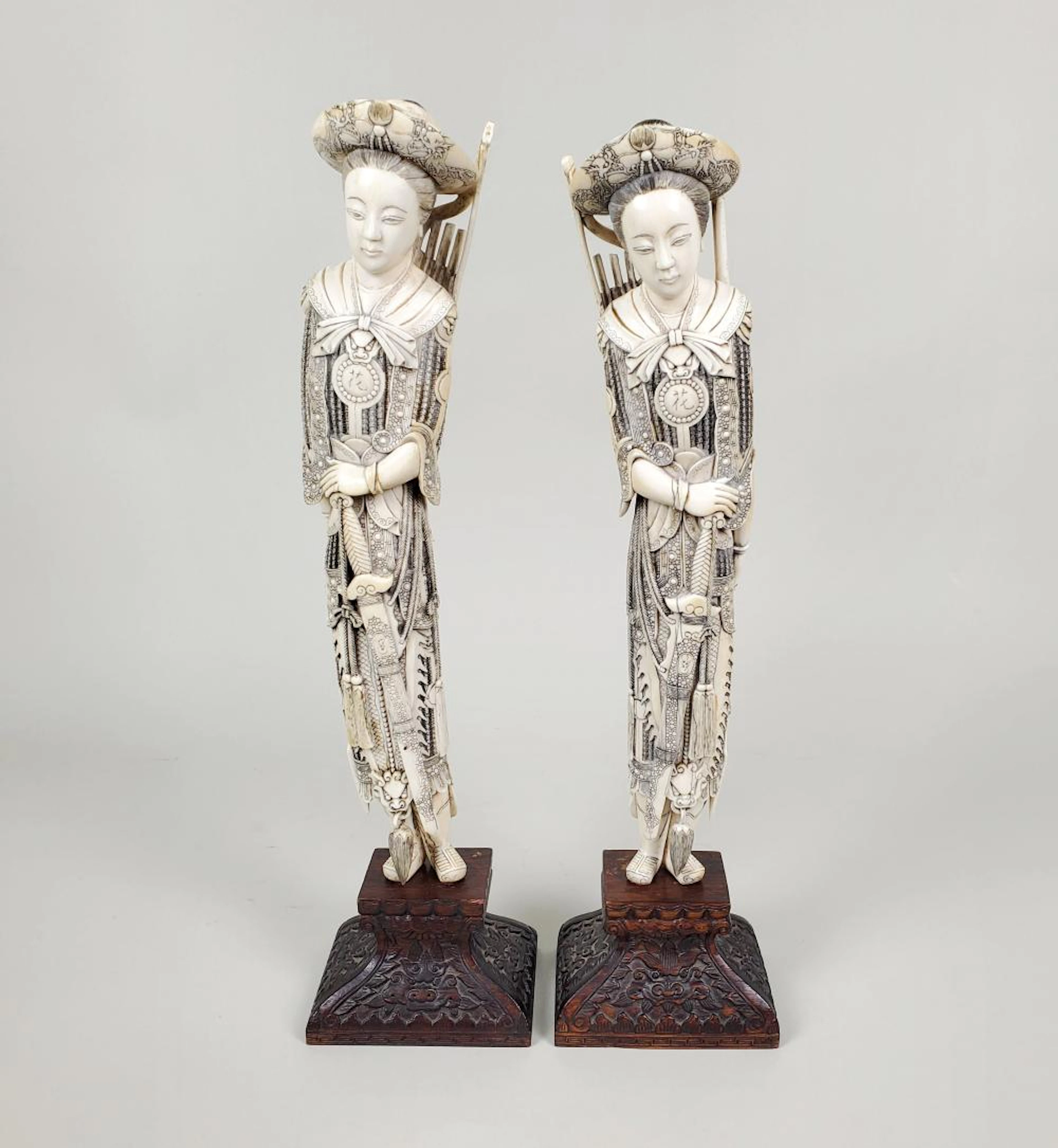 Pair of Chinese Sculptures of Female Warriors