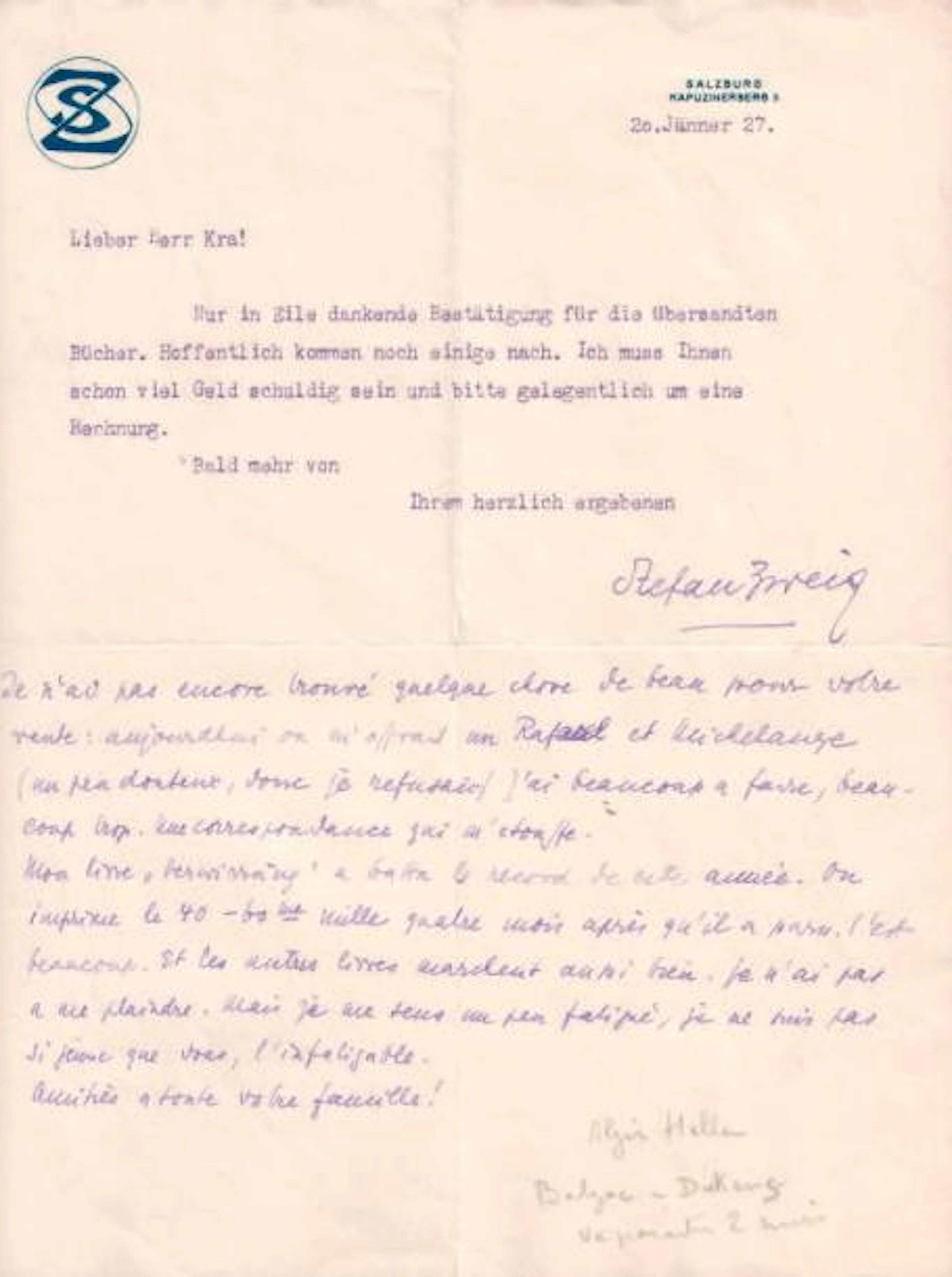 ZWEIG (Stefan) écrivain autrichien (1881- se suicida en février 1942)