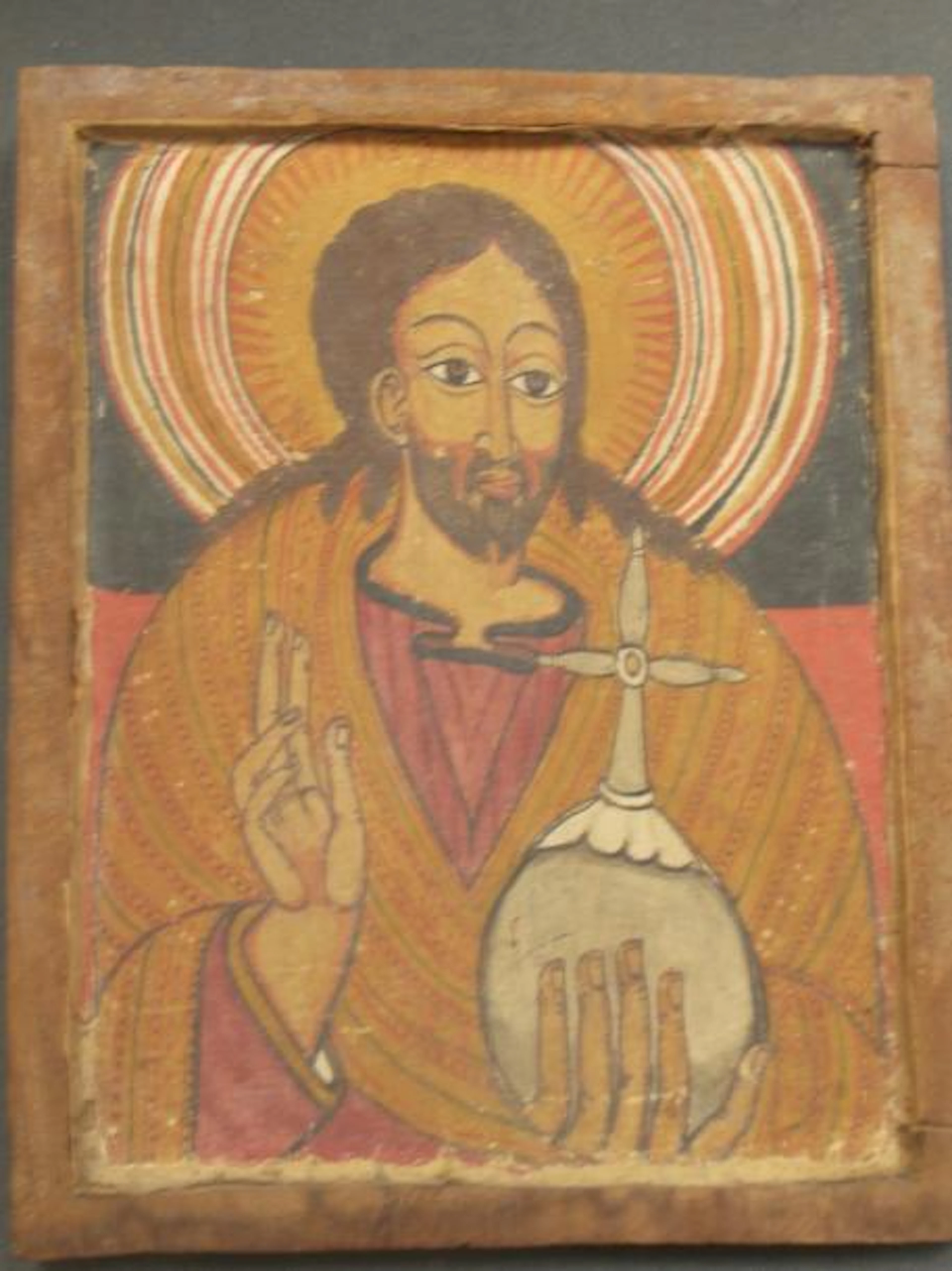 Icône, Ethiopie. Christ bénissant. Pigments…