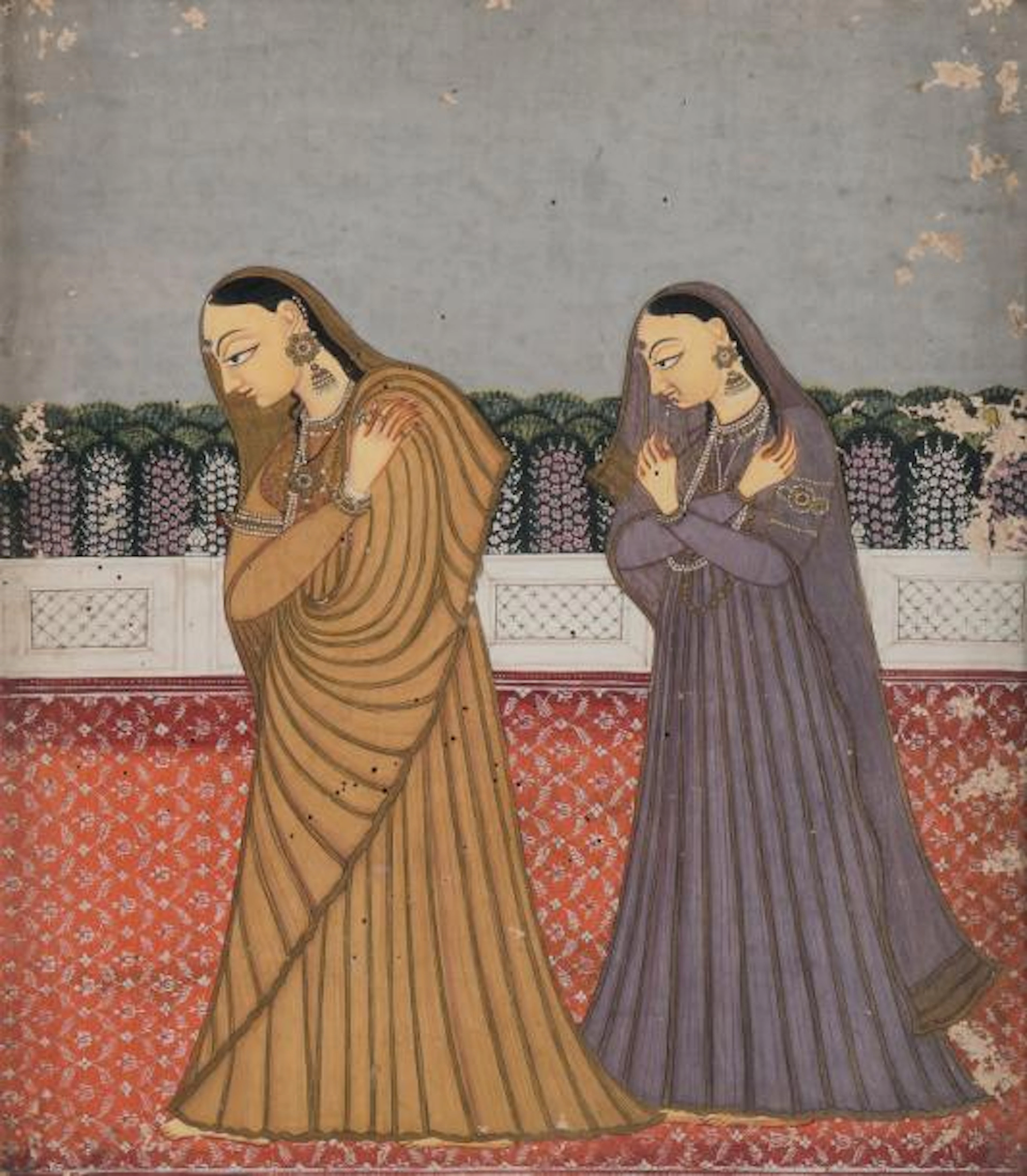 Grande miniature indienne, gouache et or…