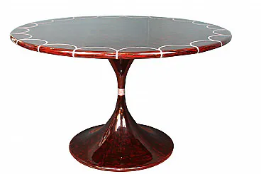 Turtle lacquered mahogany round table with mother-of-pearl inlays ...