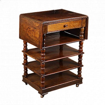 Louis Philippe banded etagere with briarwood veneer top, mid-19th century