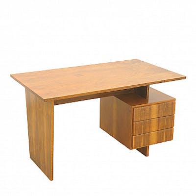Walnut and plywood desk by Bohumil Landsman, 1970s