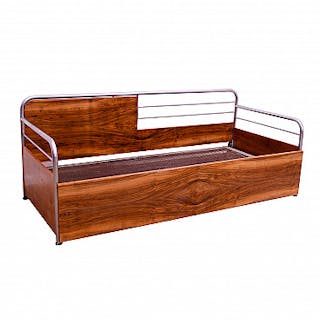 Bauhaus sofa bed in wood and chrome tubing, 1930s