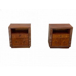 Pair of walnut bedside tables in the style of Pier Luigi Colli, 1940s
