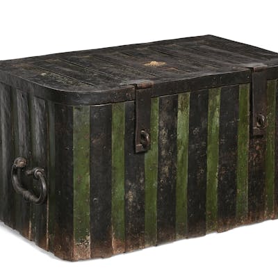 A Continental Baroque steel strong box