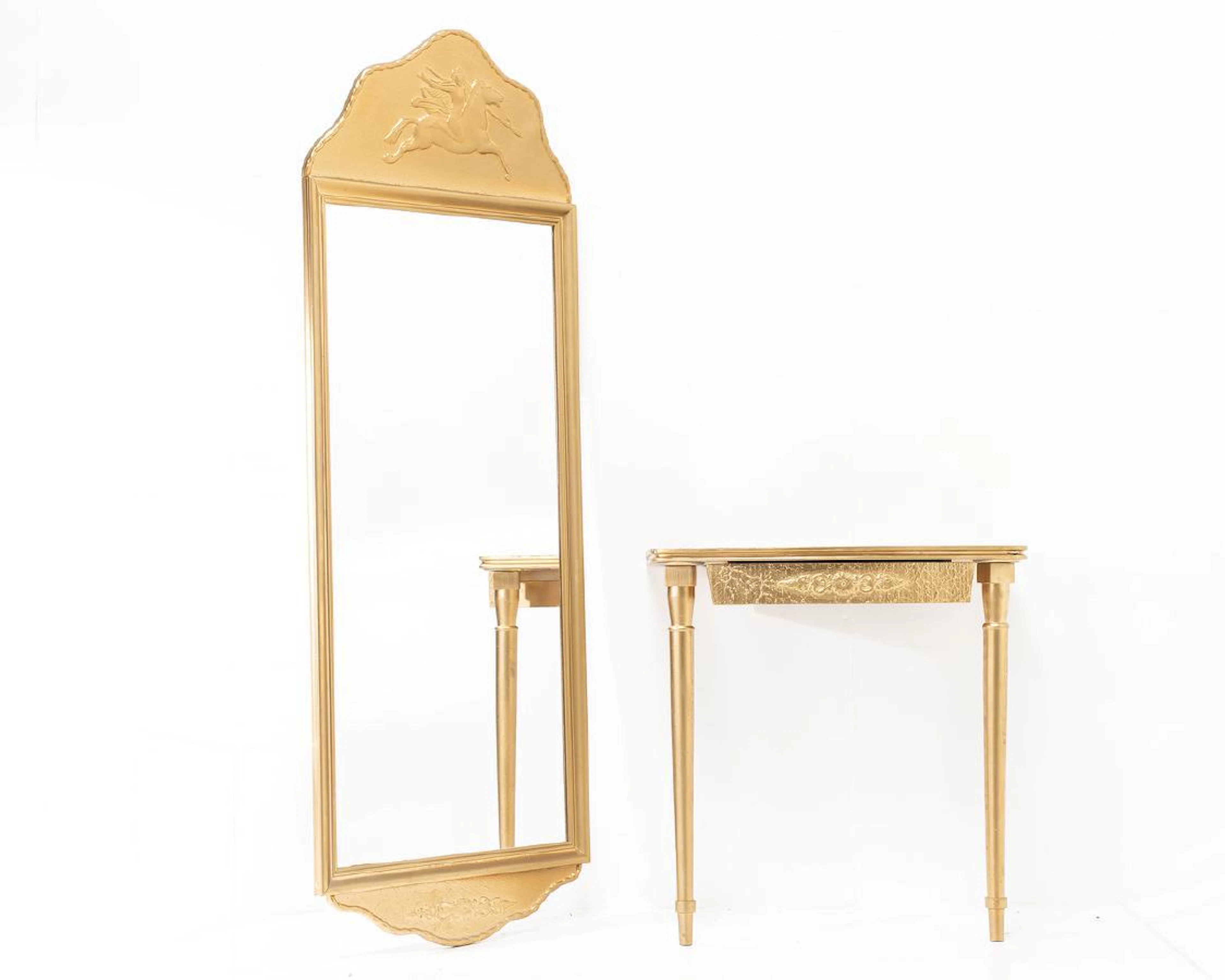 SPEGEL, med konsolbord, guldfärgad 1900 - tal