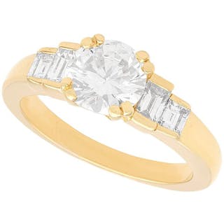1.38ct Diamond and 18ct Yellow Gold Solitaire Ring - Vintage French Circa 1960