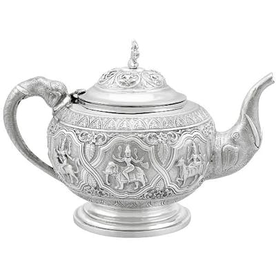 Indian Silver Teapot - Antique Circa 1900