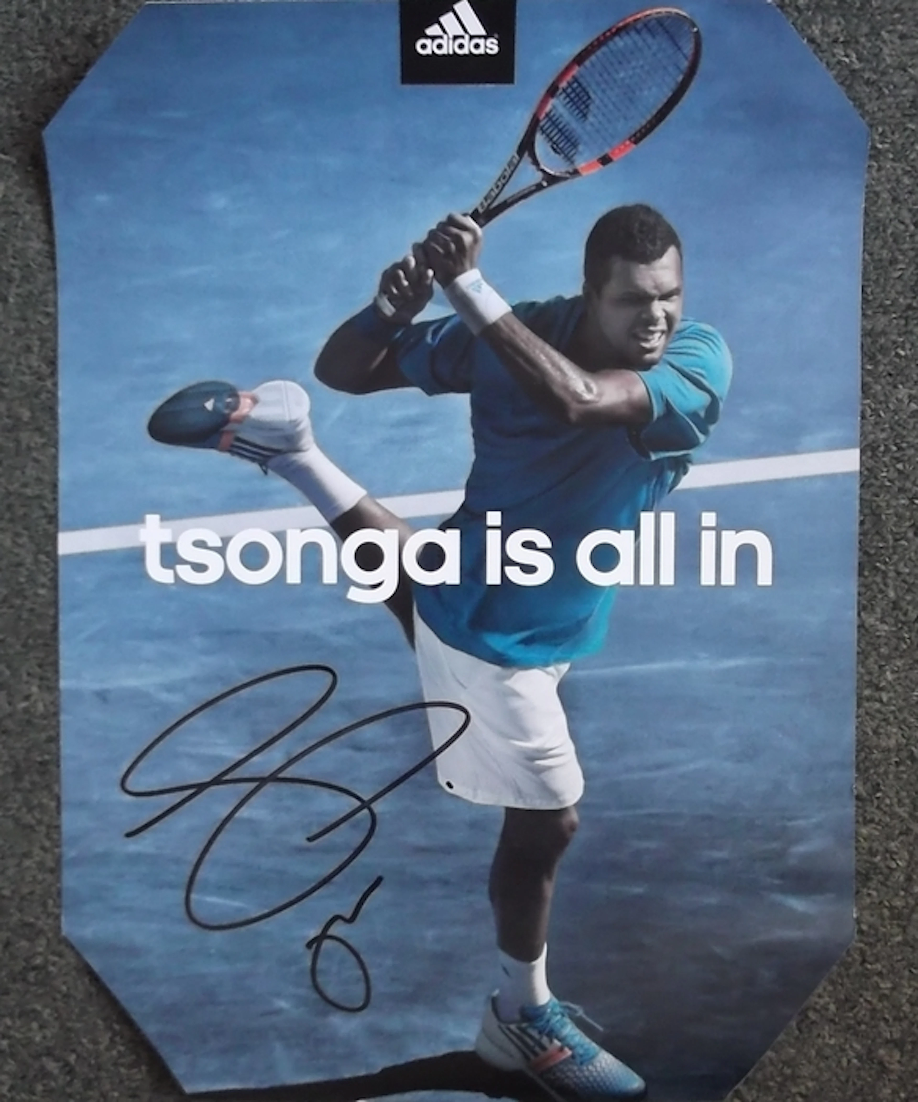 Signed poster (30x40 cm) Jo-Wilfried Tsonga + PROOF