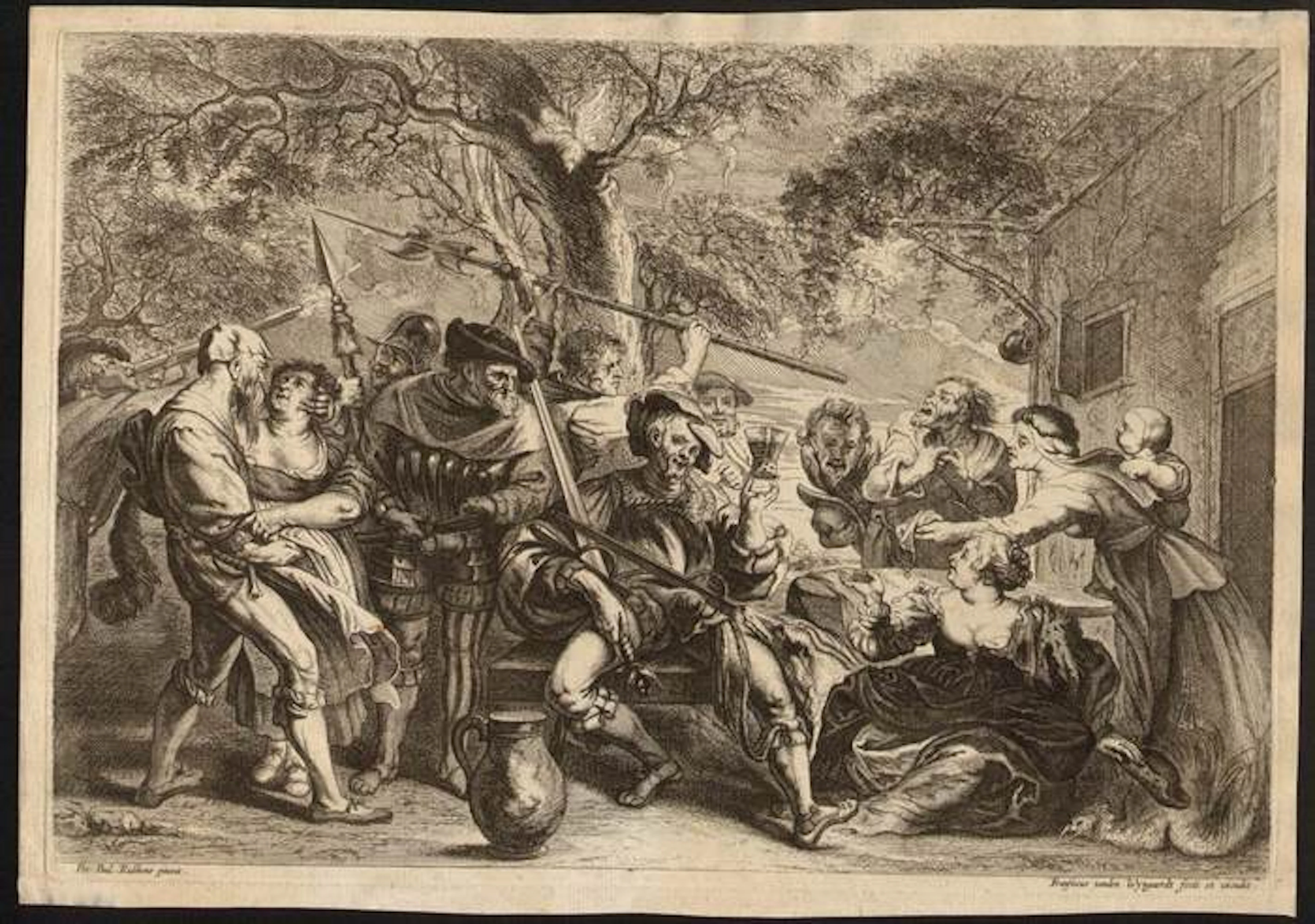 1645 Herbergscene naar Pieter Paul Rubens