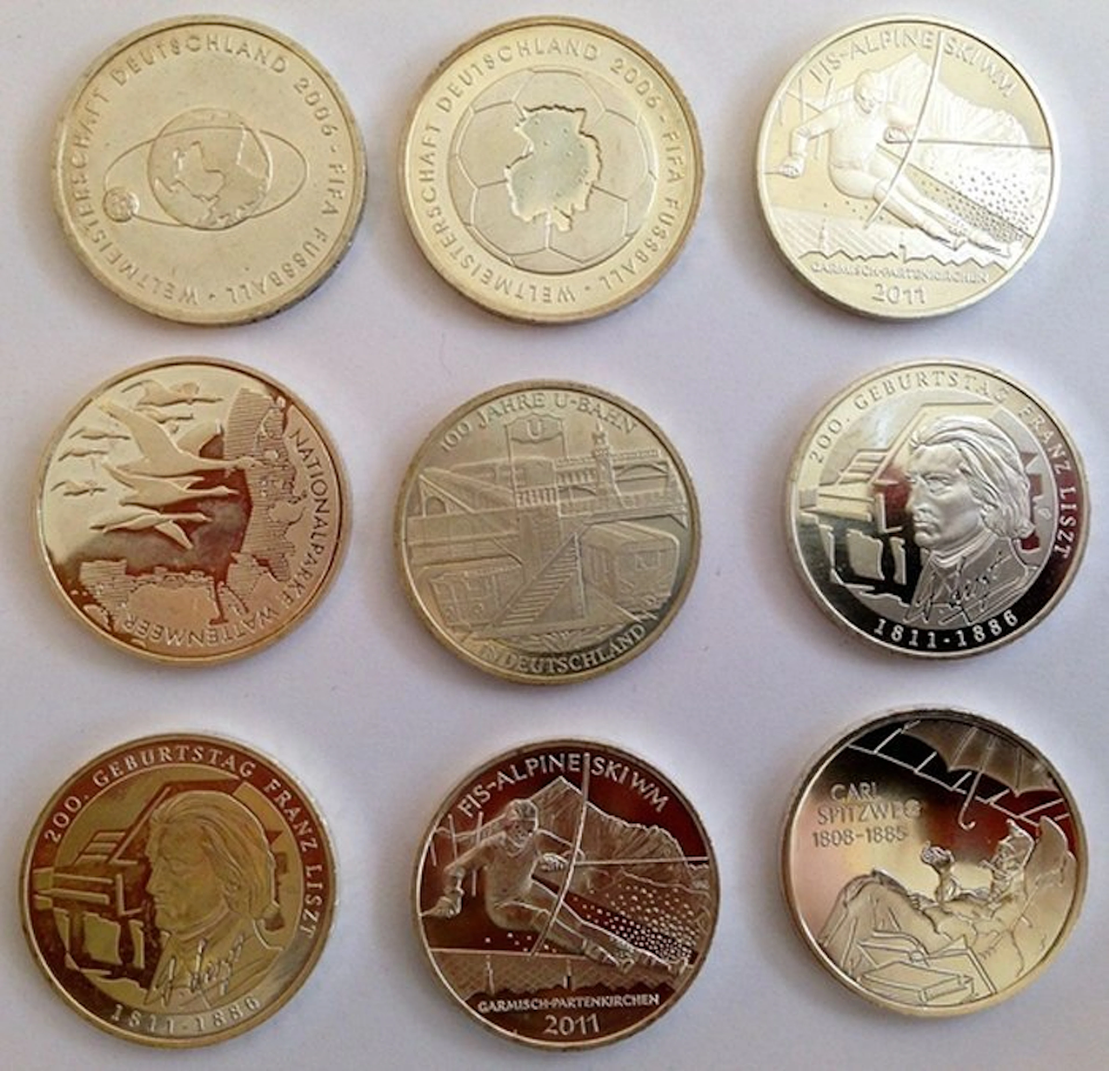 Germany - 10 Euro commemorative (9 different coins) 2003/2011