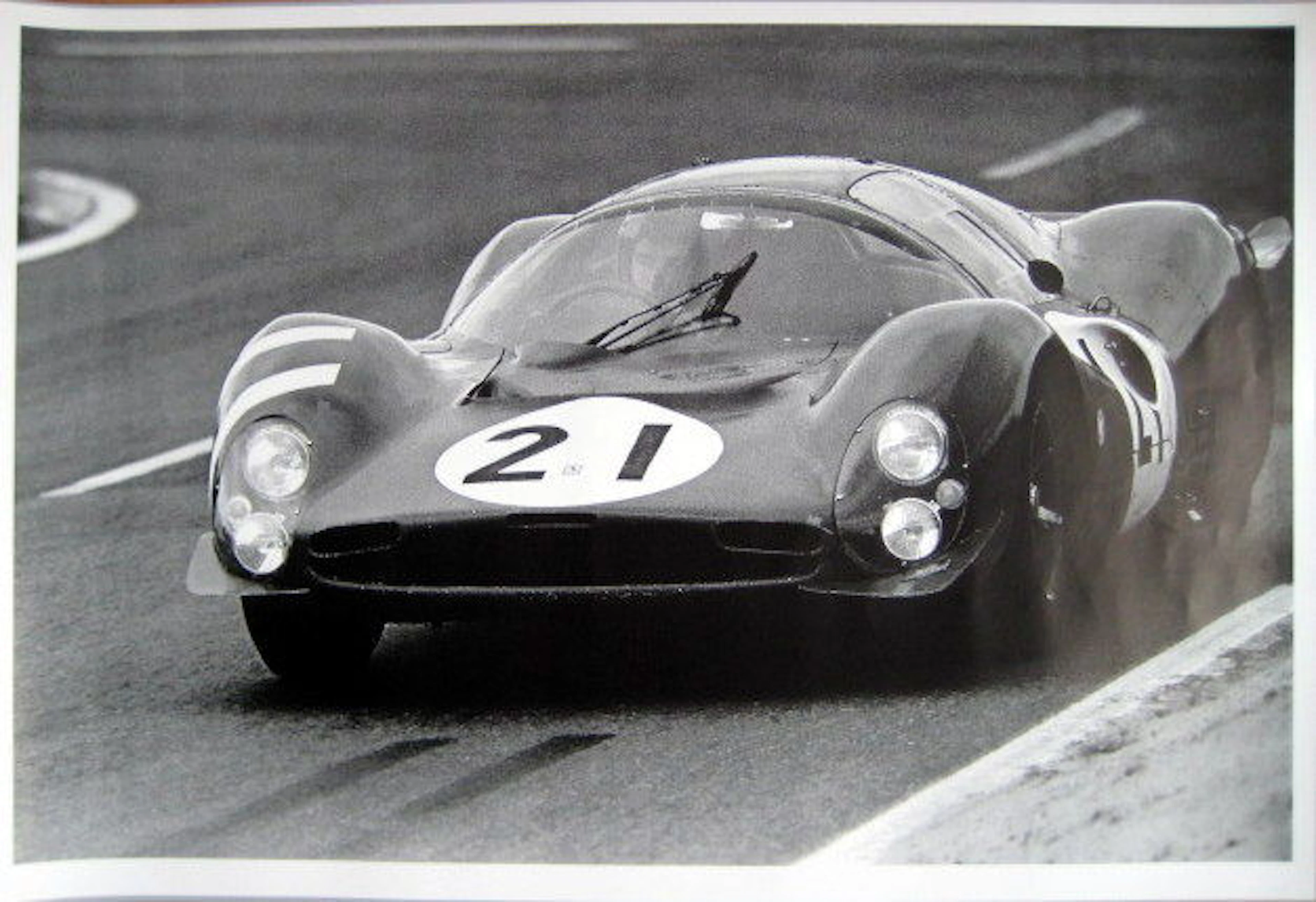 Prachtige Historische Poster : Ferrari P3 #21 Le Mans 1966 - Lorenzo Bandini/Jean Guidet