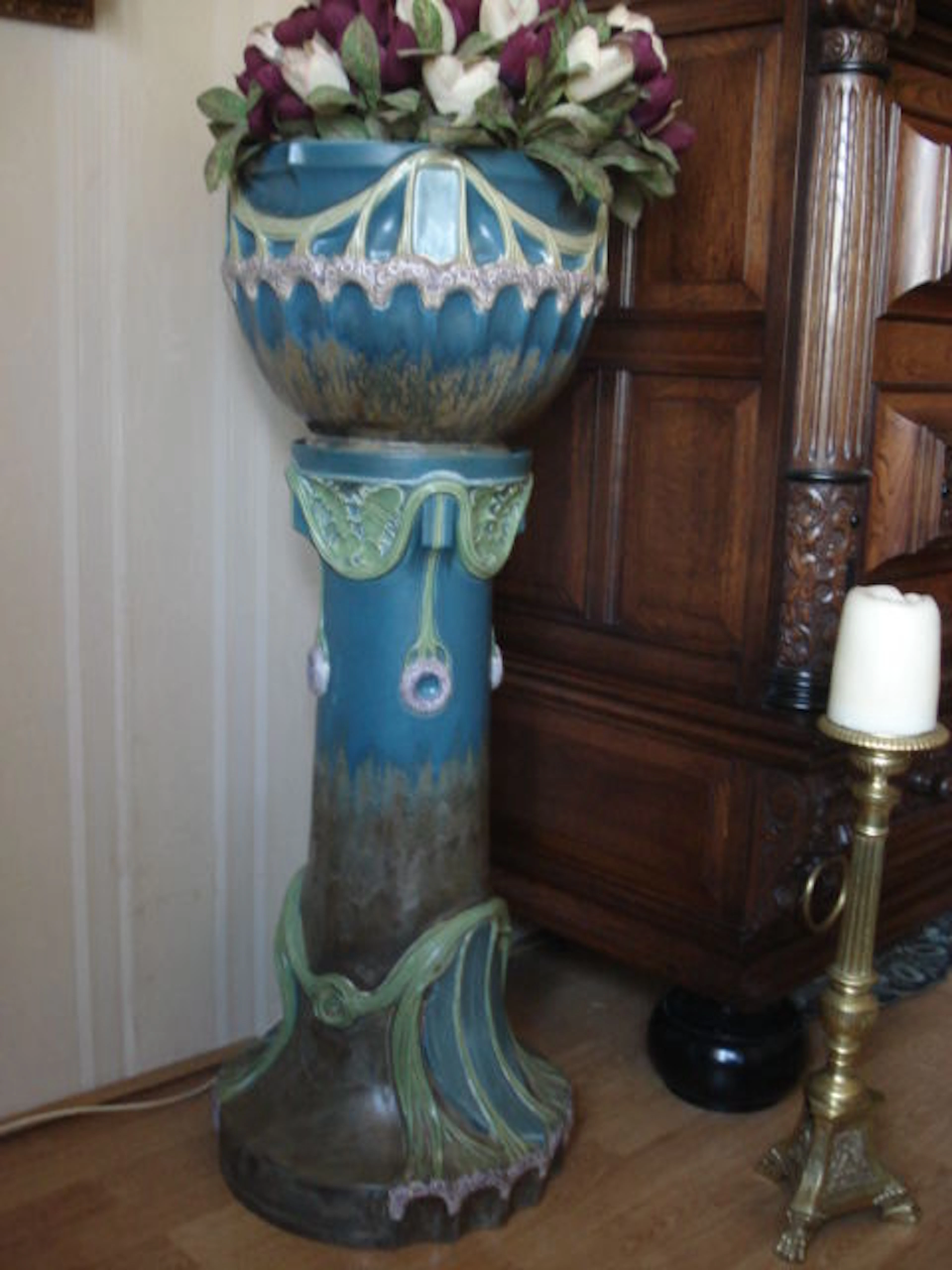 Julius Dressler - art nouveau pied de stal met jardinière