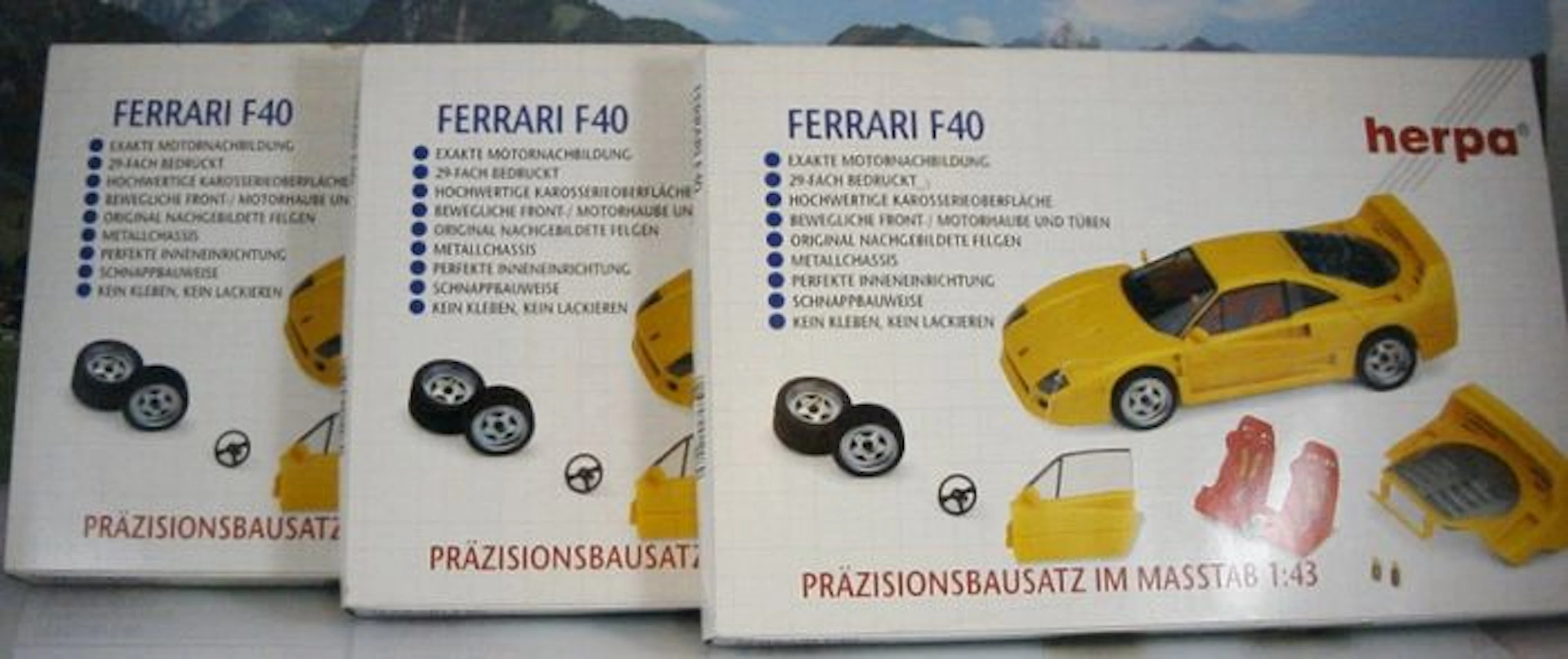 Herpa - Schaal 1/43 - Kavel met 3 x Precisie Bouwsets Ferrari F40