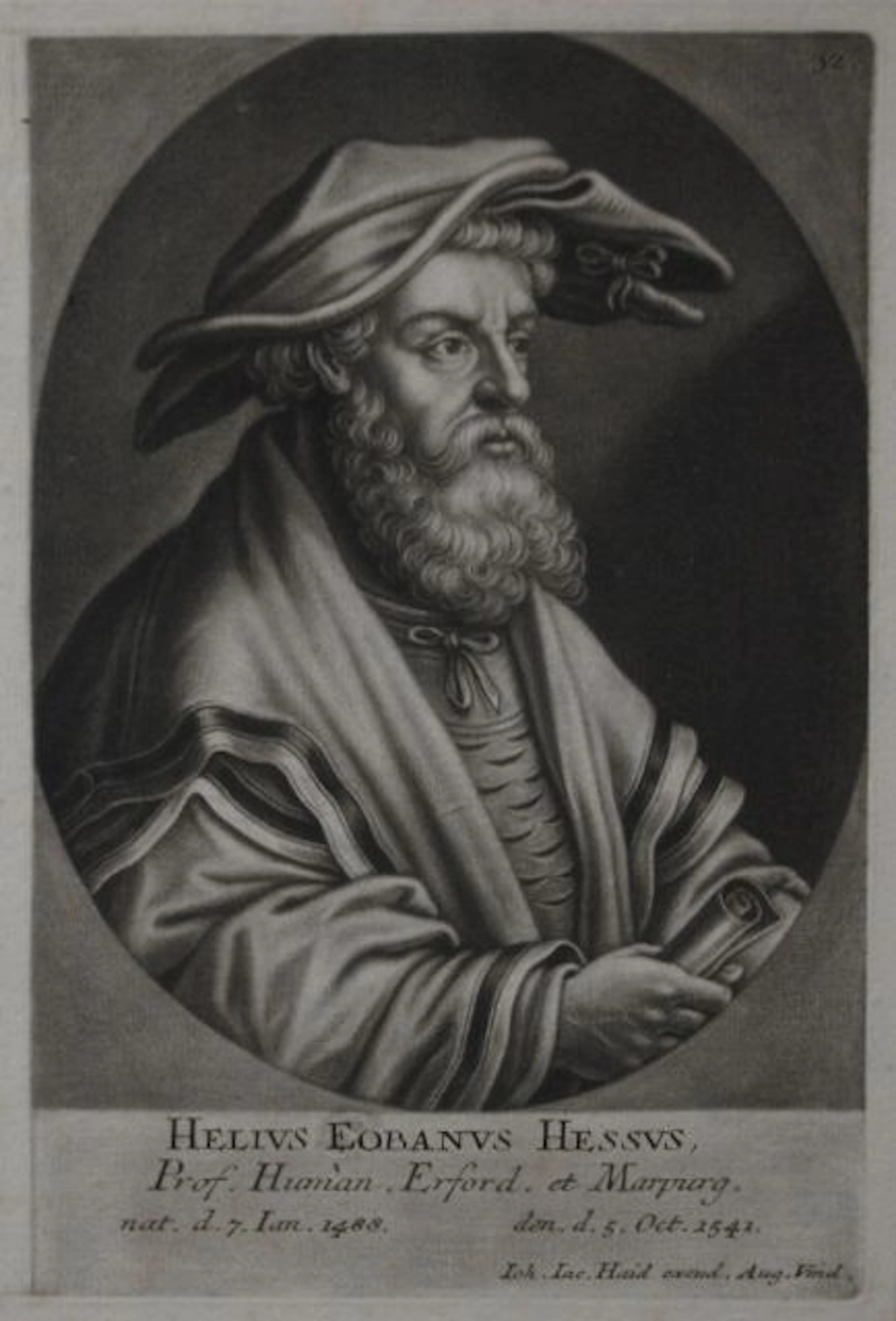 Johann Jakob Haid (1704-1767) - Portrait of Helius Eobanus Hessus (1488 -1540) - approx. 1740