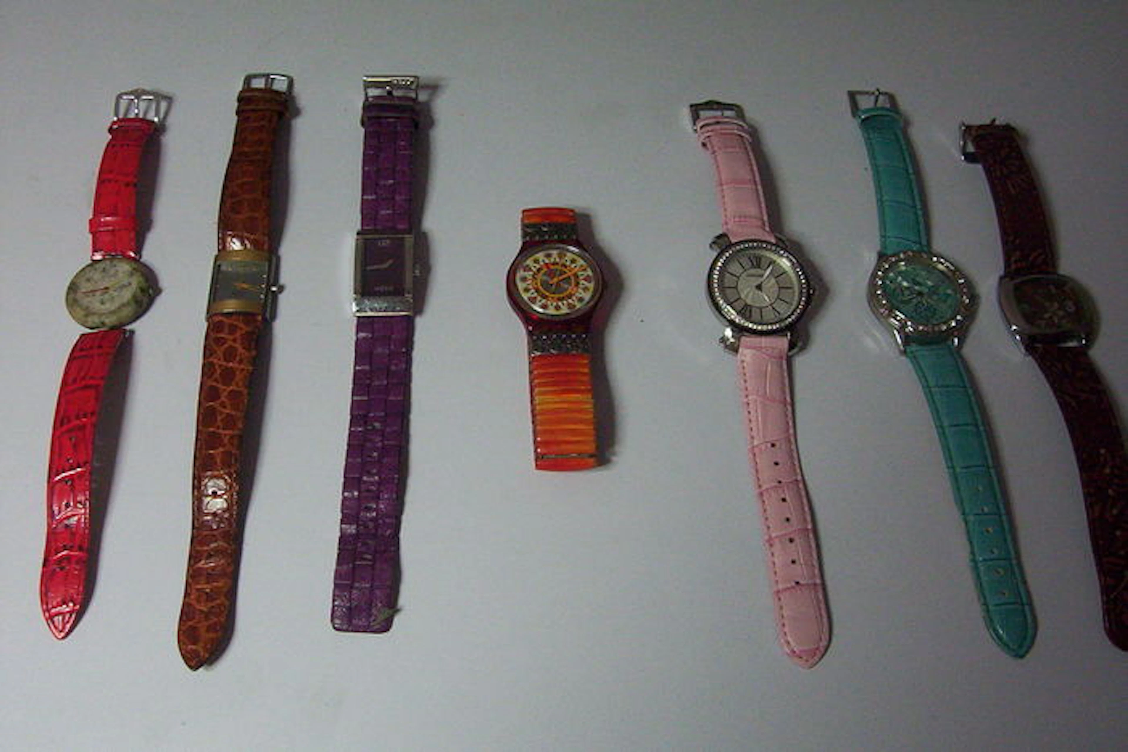 7 vintage watches - Tissot (Rockwatch) - Swatch (Ltd) - Mexx 0509 - Pierre Cardin with rhinestones - Boccia titanium - JK strass - Regal - mid years 90 - JK strass