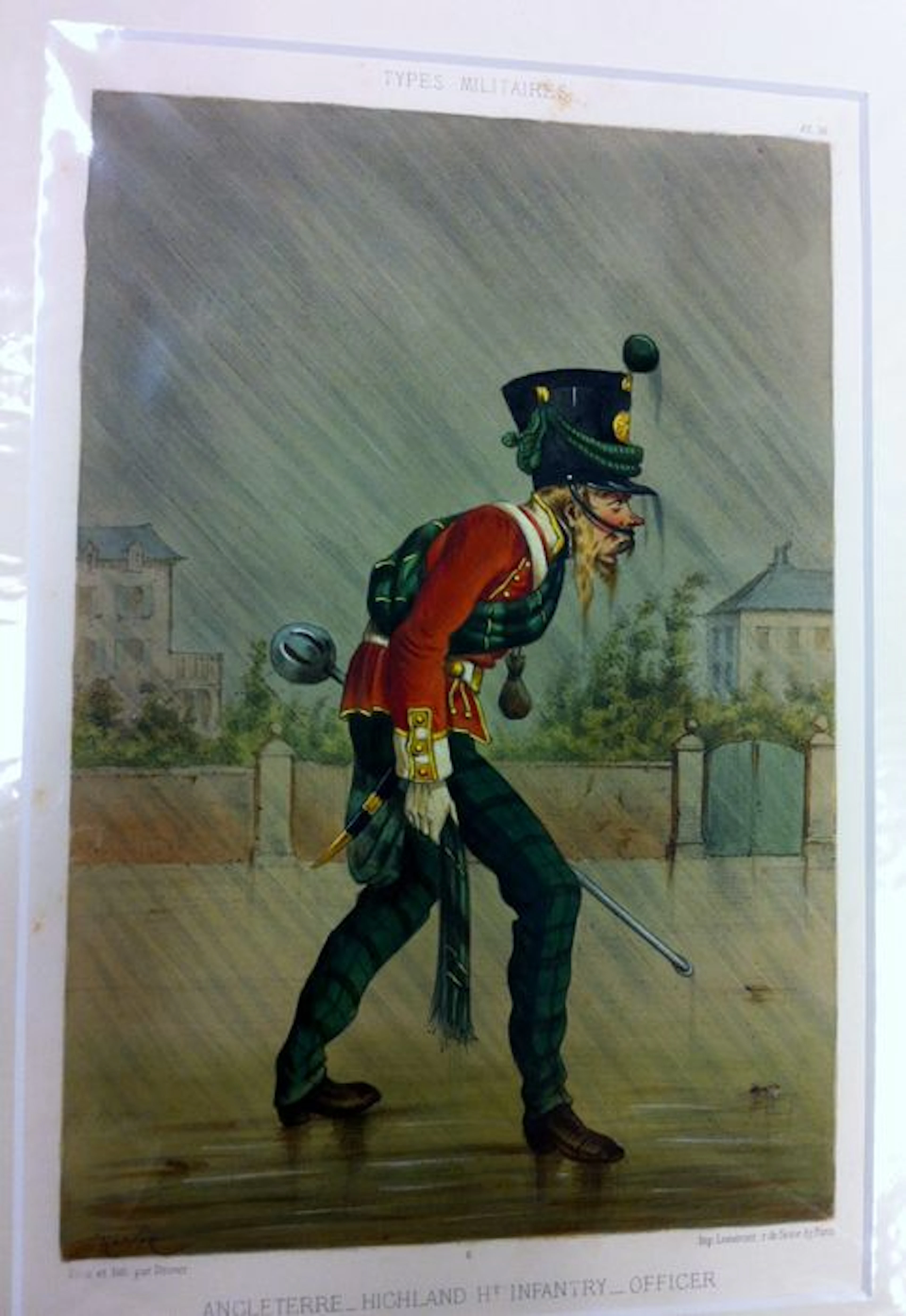 Handgekleurde lithografie; Draner - Highland Infantry Officer - 1863. 19de eeuw