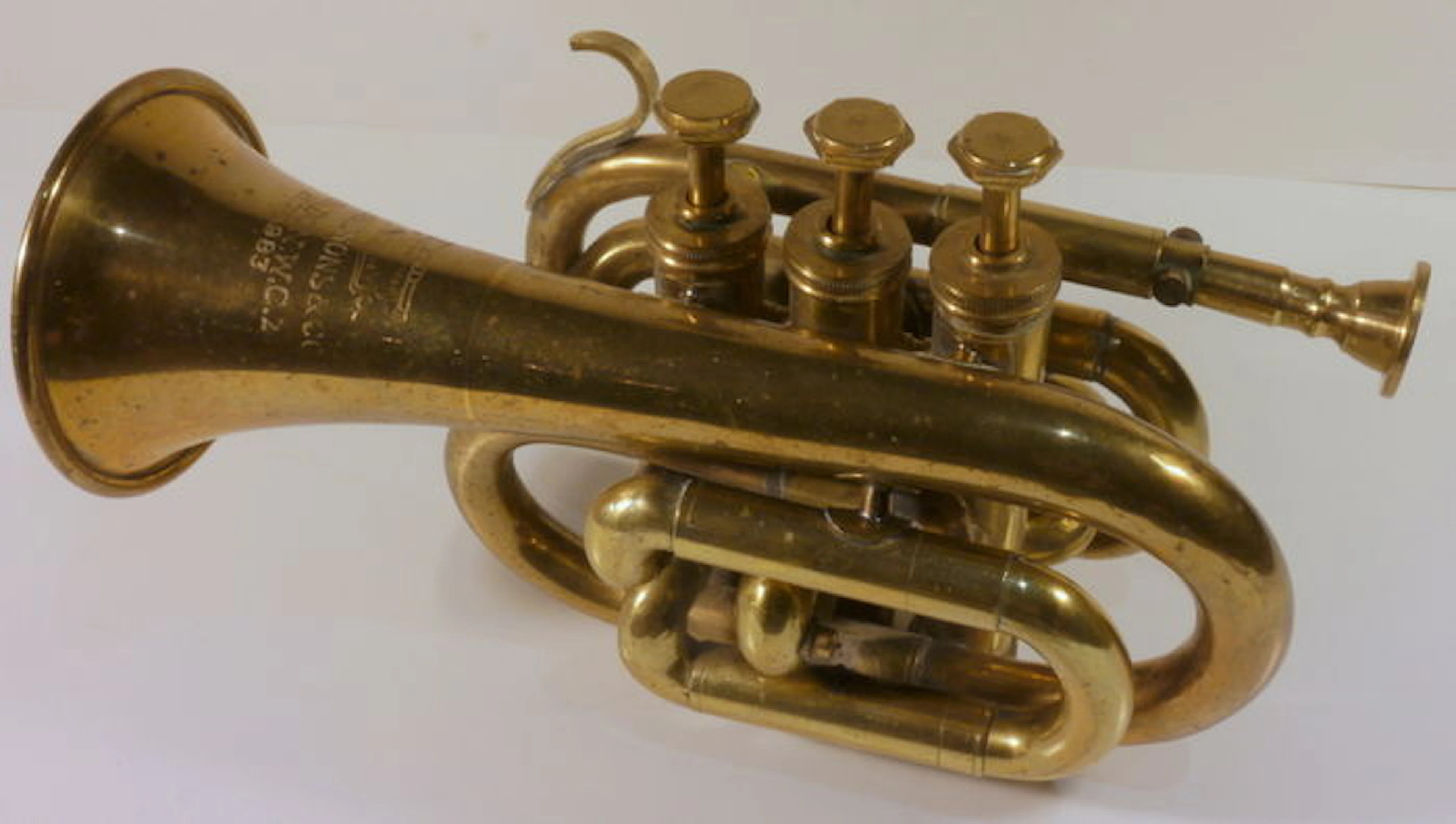 Pocket trompet Bessons & Co Brass Cornet Boosey Trademark H 75983 London c1900