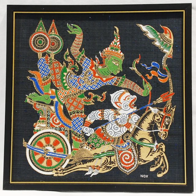Four paintings on silk - Thailand - late 20th century