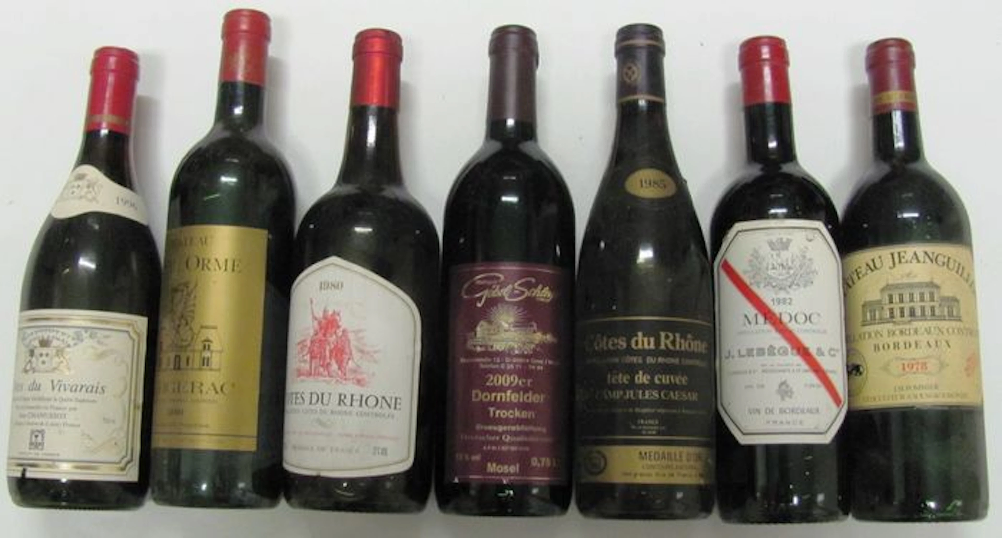 7 bottles total: - 1996 - 1 bottle - Cotes du Vivarais, Jean Chanussot - 1980 - 1 bottle - Chateau Vieil Orme