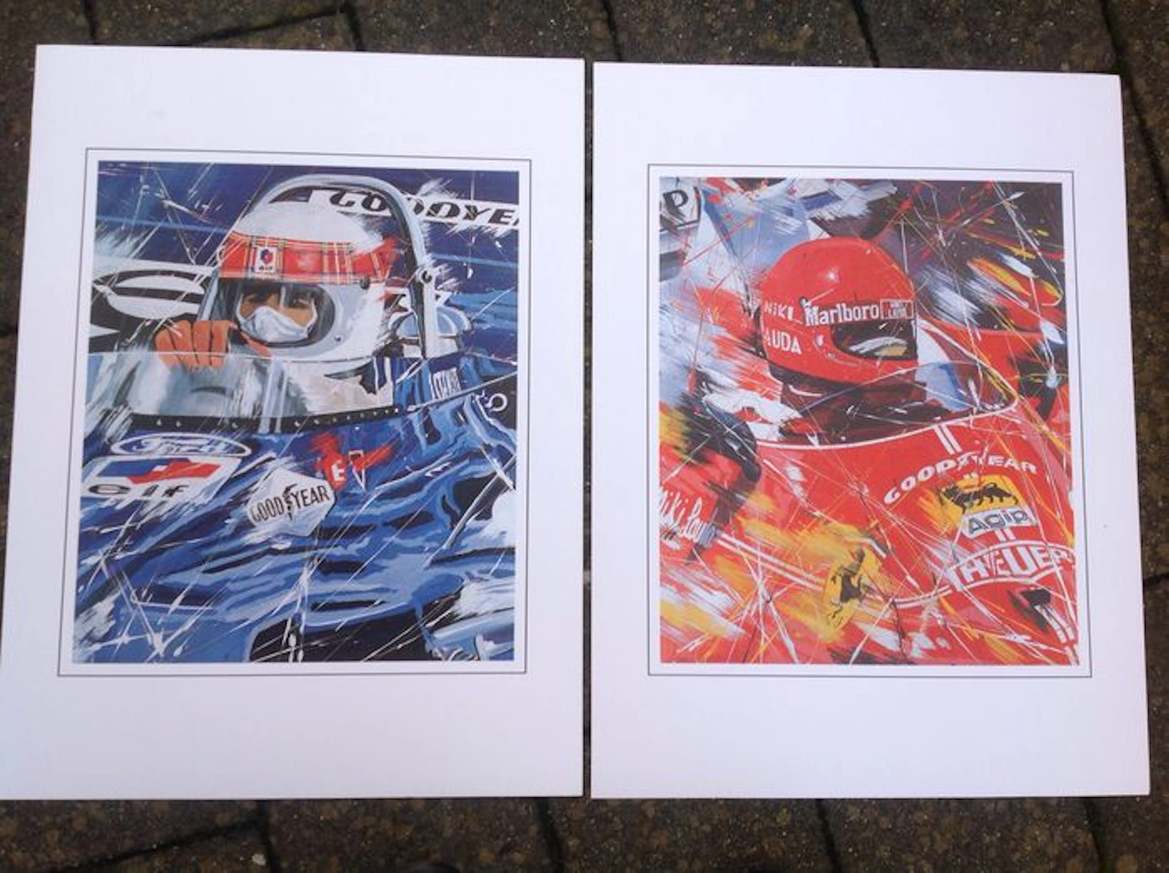 Eric Jan Kremer - 2 x Litho 40 x 60 - Niki Lauda - Jackie Stewart - The Formula 1 Art Collectie.
