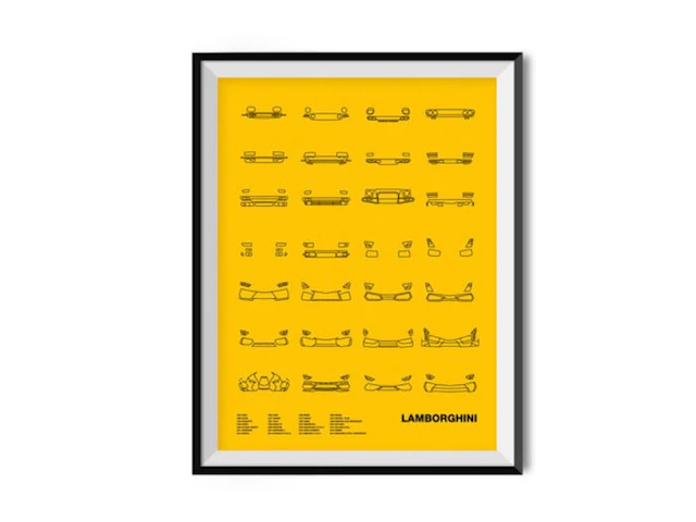 Lamborghini Cars Calligraphy - History Production 1964 - 2015 - Numbered Edition 100pc